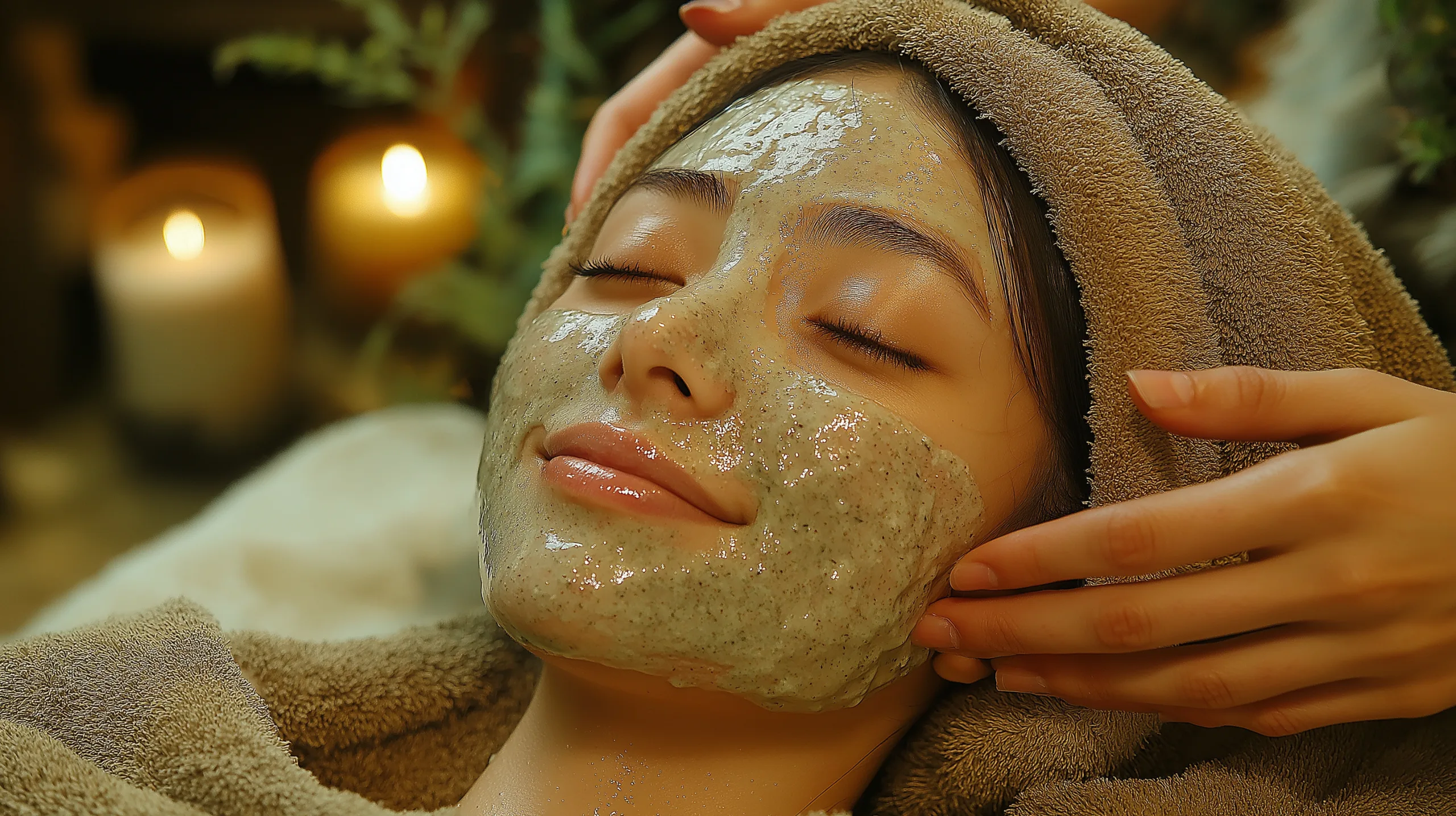 外苑前のパーソナルジムQUALITAS青山外苑前店でフェイシャルエステを受けている女性