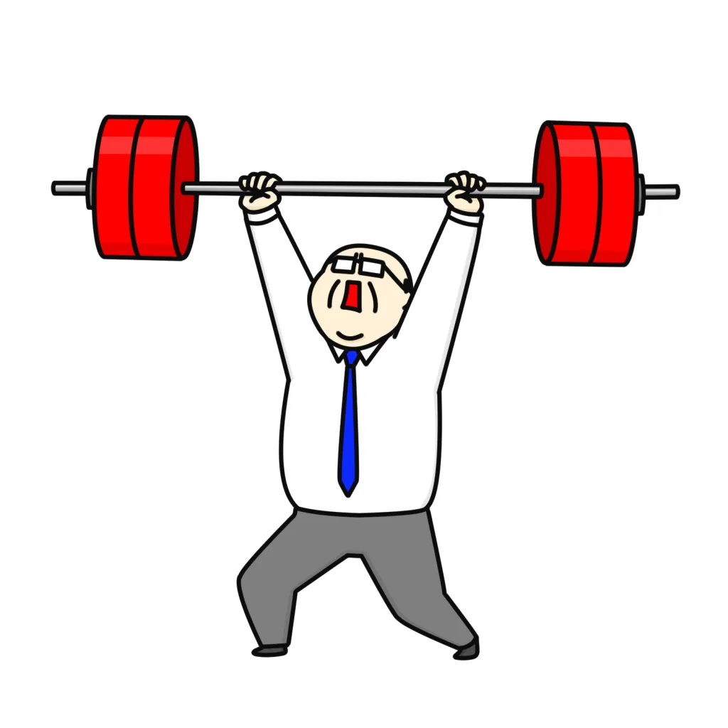 おもりを上げる男性