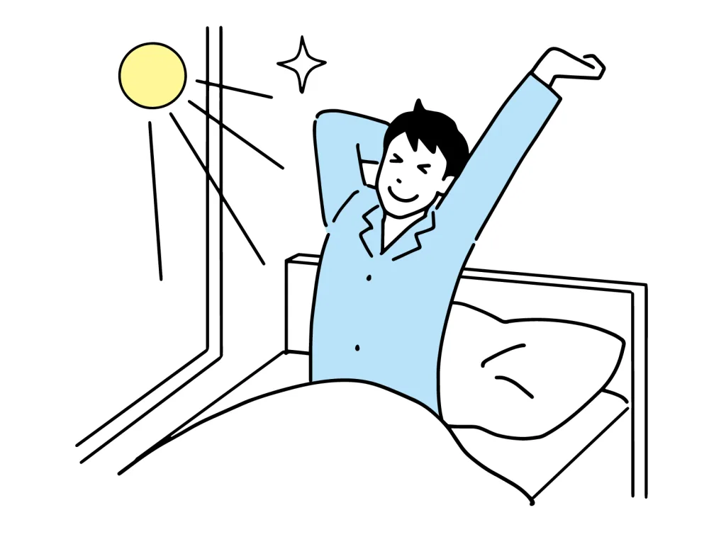 スッキリ起きた男性