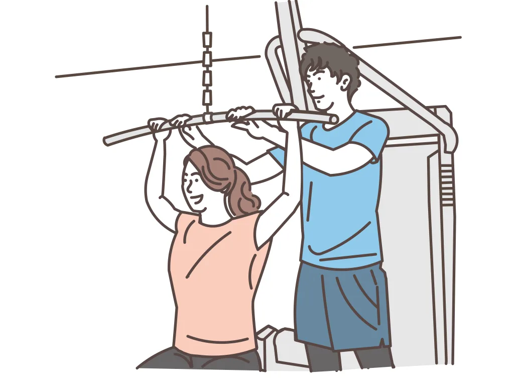 トレーニングする女性と男性トレーナー