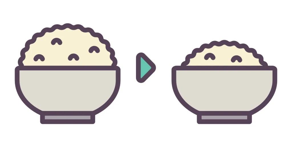 食事の量を決めてる画像