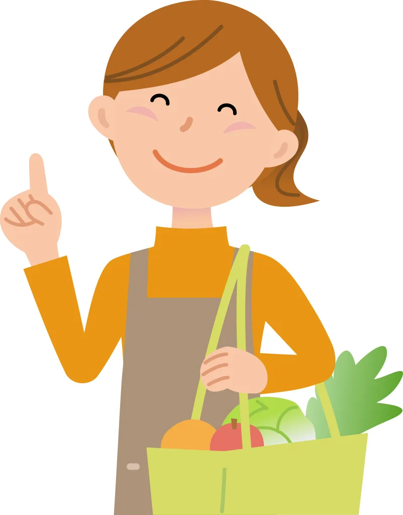 食材を買ってる主婦
